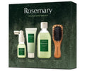 Kit découverte de soin exfoliant du cuir chevelu au romarin – avec mini brosse à cheveux en bois – 1 coffret de 4 produits